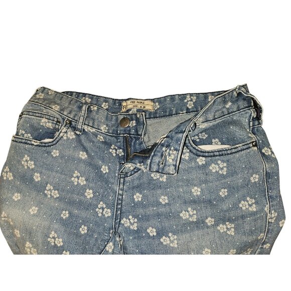 Free People Ditsy Flower Floral Denim Jeans Casual Low-Rise Ankle Women 26 - Picture 10 of 11
